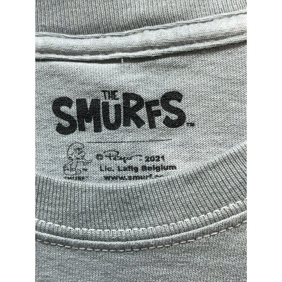 The Smurfs Lazy Mushroom Cartoon Graphic T-Shirt Retro Style XL  Gray Tie Dye - Picture 3 of 9